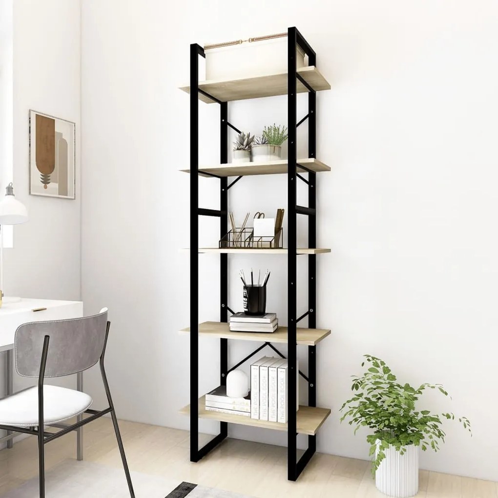 3081981 vidaXL Bibliotecă 5 rafturi stejar sonoma 60x30x175 cm, lemn prelucrat