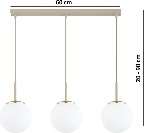 Brilagi - Lustră pe cablu MILO 3xE27/60W/230V bej/auriu