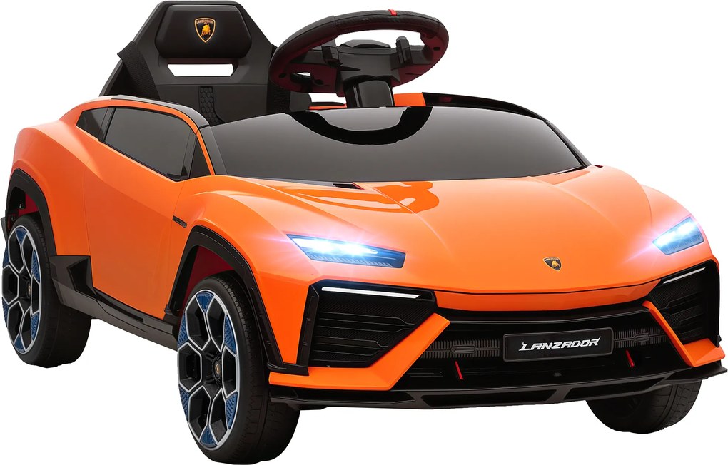 AIYAPLAY Mașină Electrică pentru Copii sub Licență Lamborghini cu Claxon și Telecomandă, 101.5x49x43 cm, Portocalie | Aosom Romania