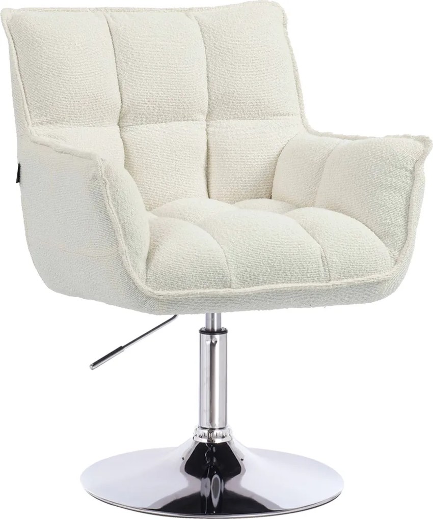 HR560N Scaun Crem din Boucle cu Bază Cromata