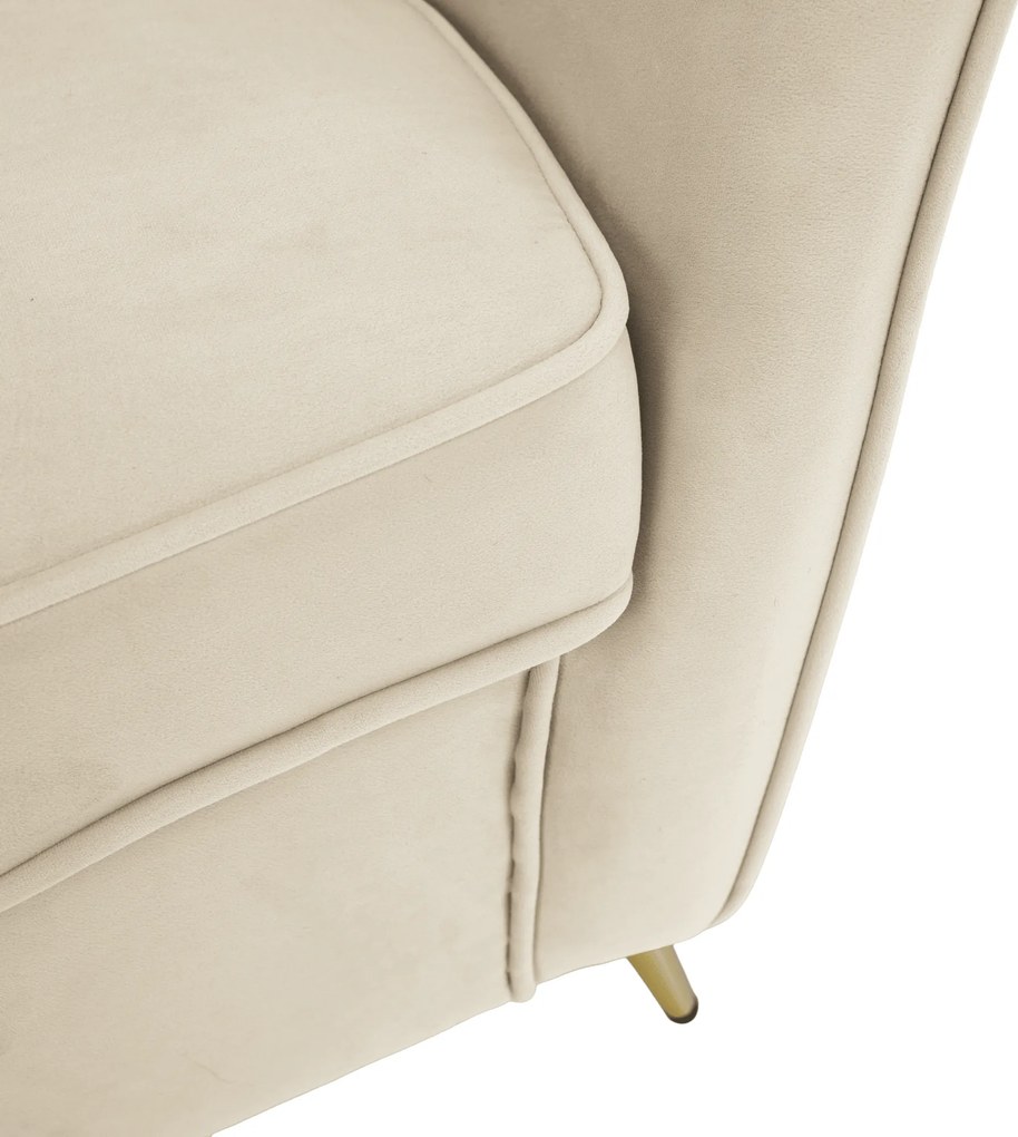 Canapea cu 3 locuri de design, ţesătură Velvet bejgold crom auriu, EZIO TYP 3