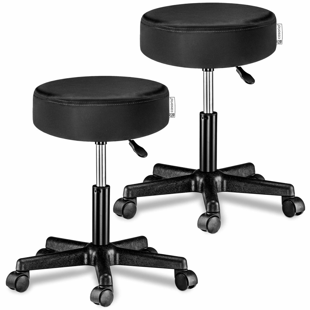 Taburet pe roți BONY, Ø35cm, negru Casaria