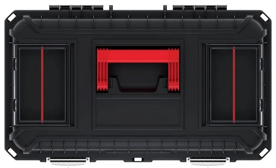 Cutie pentru scule cu încuietori metalice 58,5 x 36 x 33,7 cm, depozit + compartimente, negru