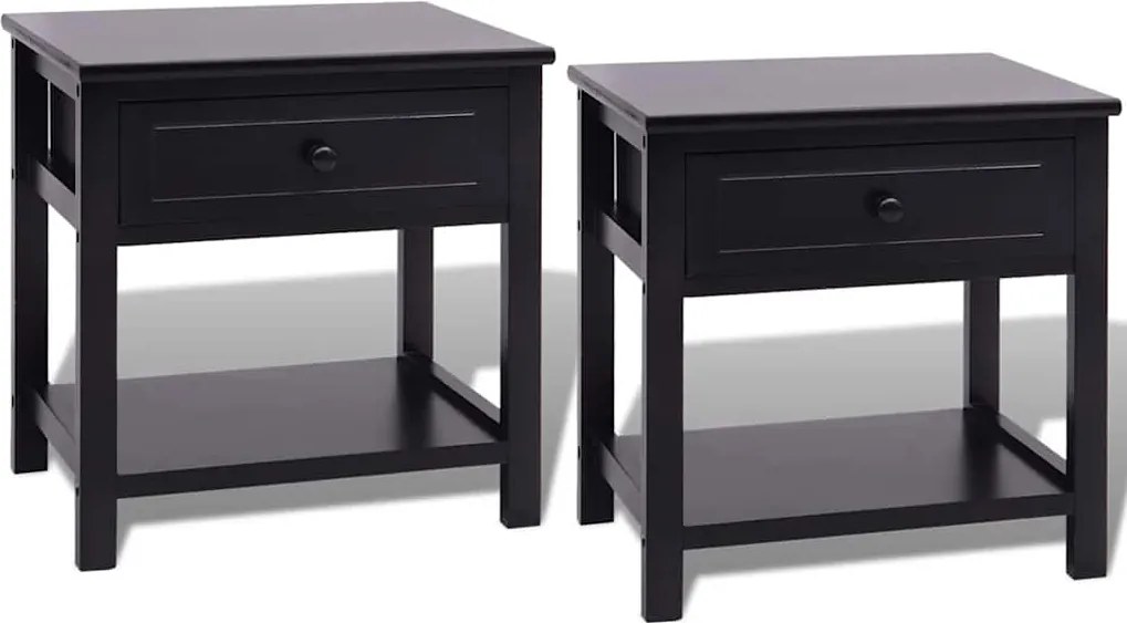 vidaXL Noptiere din lemn, negru, 2 buc.