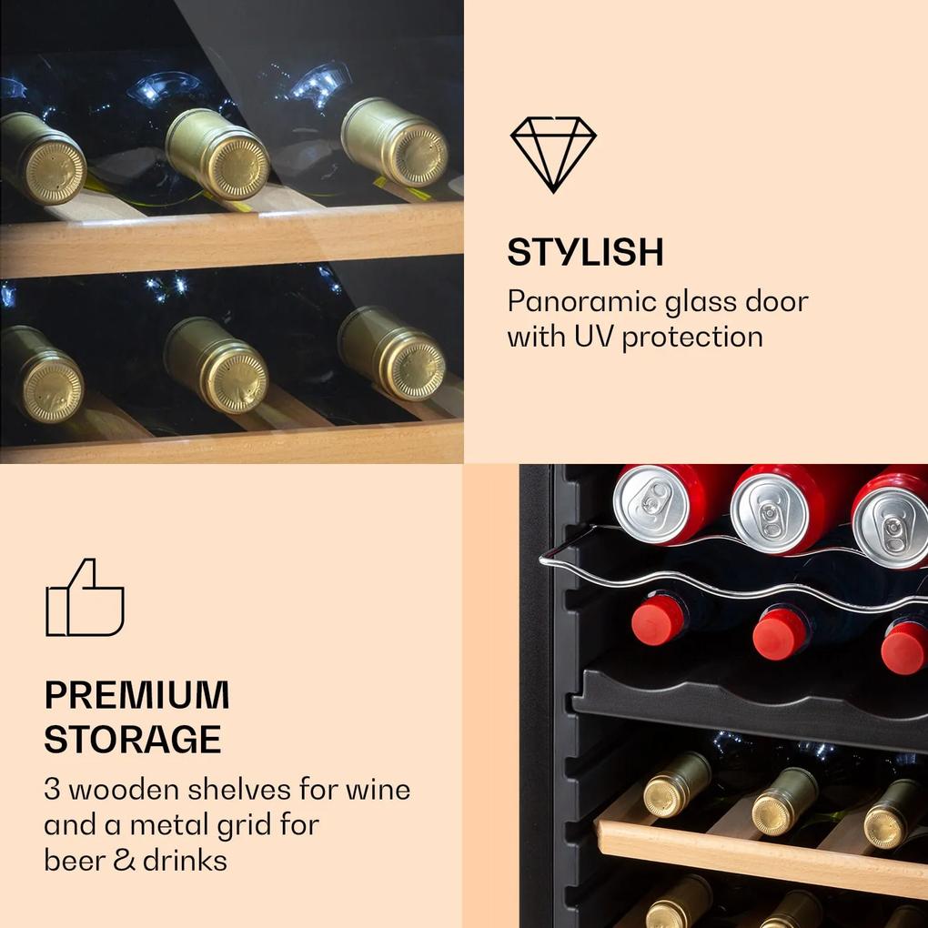 Bovella 18 Duo+, frigider de vin cu două zone, 50l, 18 sticle, ușă de sticlă