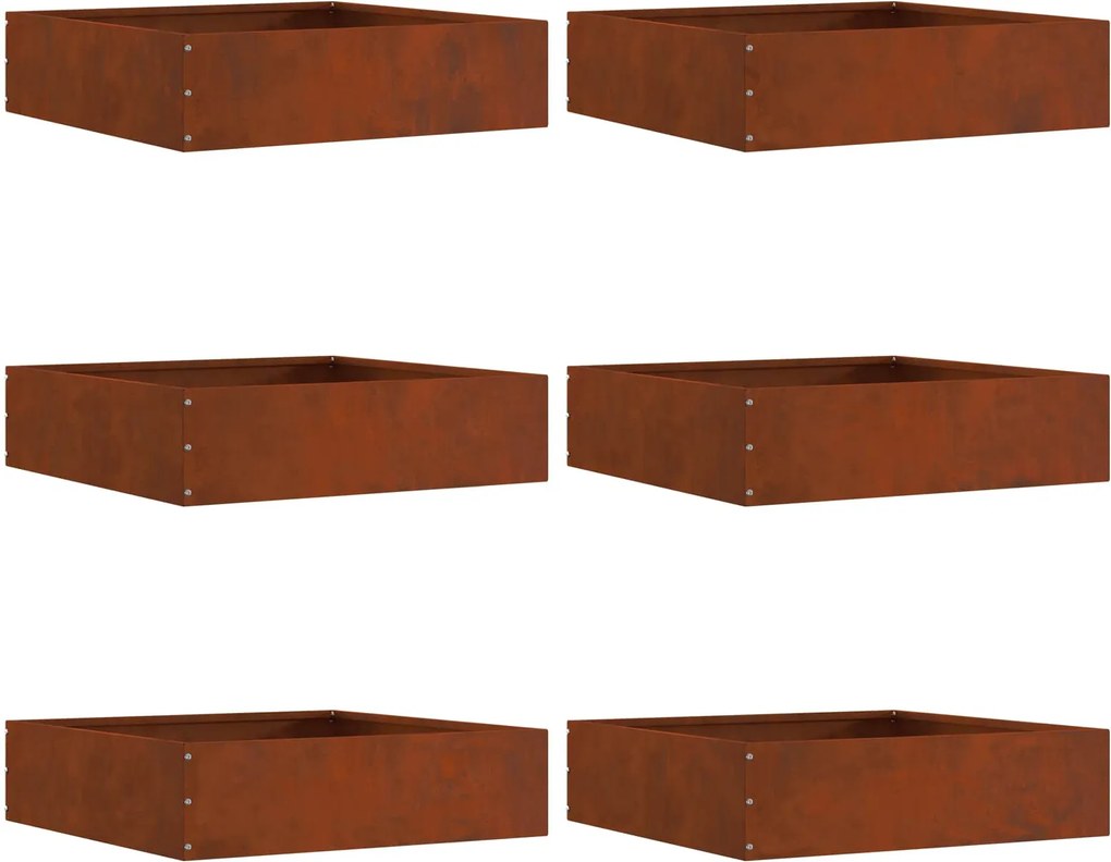 vidaXL Margine pentru gazon 6 pcs Ruginit 50 x 50 x 13 cm