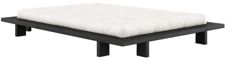 Pat dublu negru din lemn de pin cu grătar 140x200 cm Japan - Karup Design