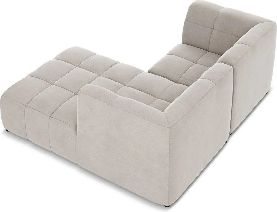 Colțar bej cu tapițerie din catifea (cu colț pe partea dreaptă/cu șezlong) Aloha – Makamii