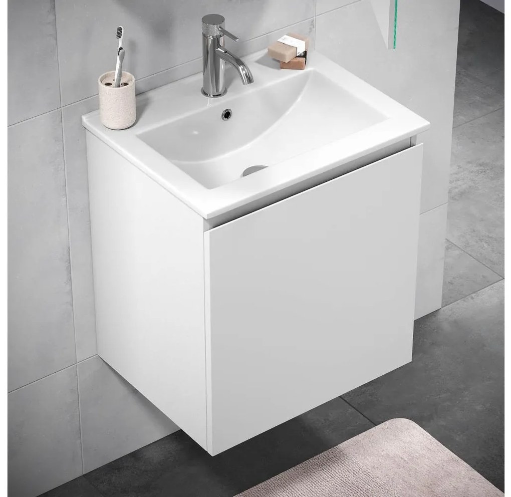 Dulap pentru baie KENWOOD cu lavoar, 51 cm, alb