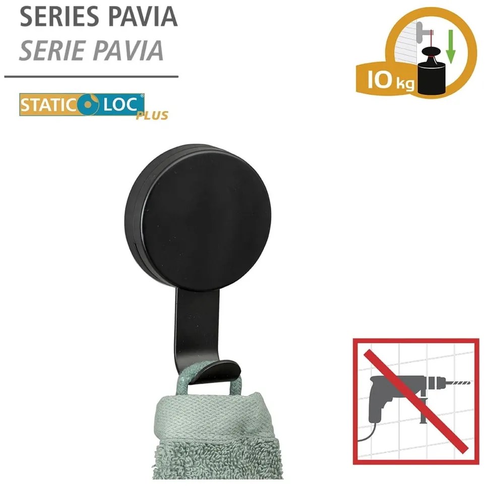 Set 2 cârlige pentru prosoape Wenko Pavia, negru