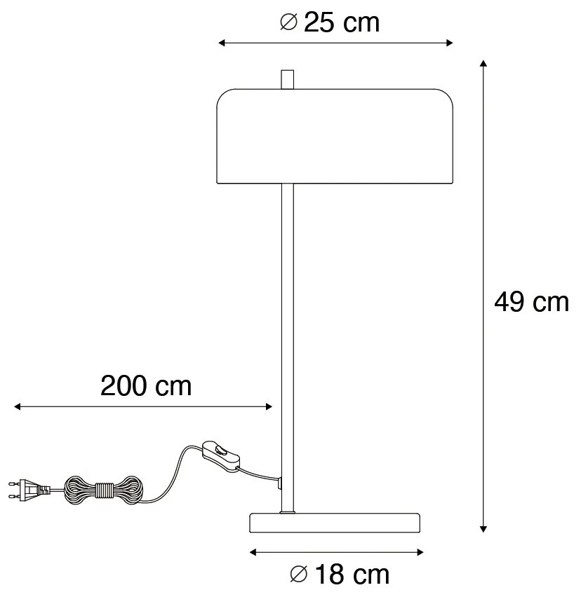 Lampă de masă retro neagră cu interior auriu - Jinte