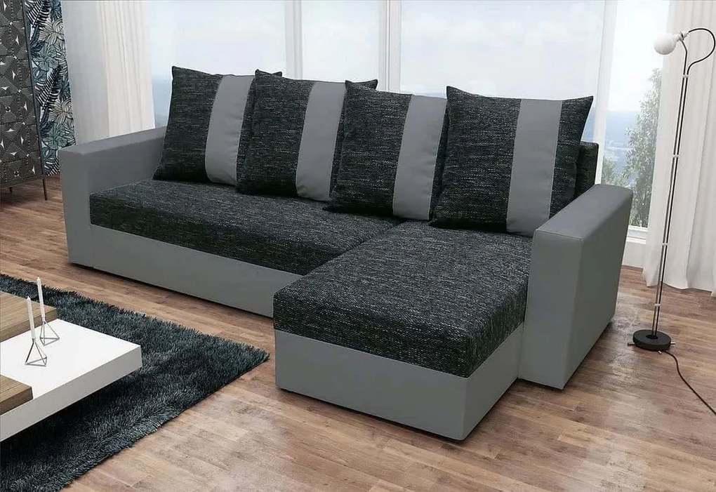 Supermobel Colțar extensibil PRAGA,233x140, Kornet 10/Dolaro 511 alb