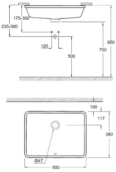 GROHE 3948000H - Lavoar CUBE CERAMIC 492 × 370 mm ceramică/alb