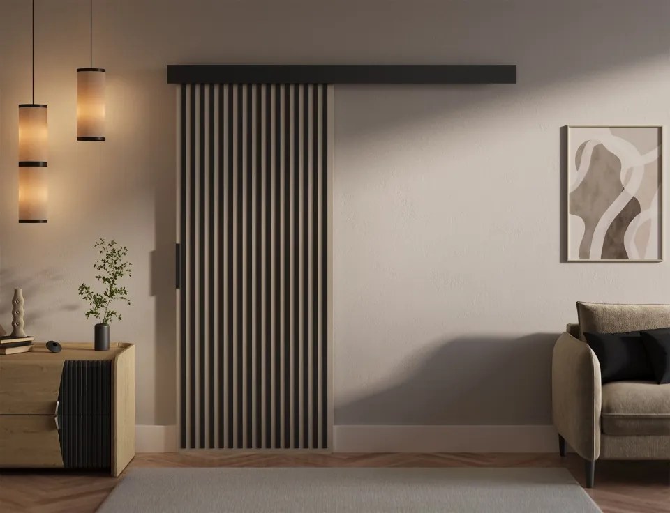 Ușă glisantă Perion – 86x1.6x205 cm – Cașmir / Negru