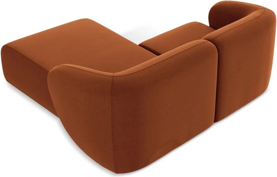 Colțar teracotă cu tapițerie din catifea (cu colț pe partea dreaptă/cu șezlong) Lani – Makamii