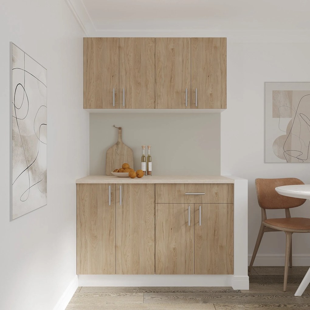 Set haaus V2, Lemn Natural/Alb, Blat Thermo 28 mm, L 120 cm