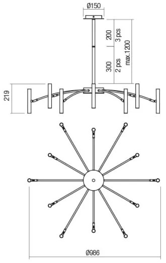 Lustră pe tijă RAYEN Redo 01-2774 12xG9/10W/230V bronz