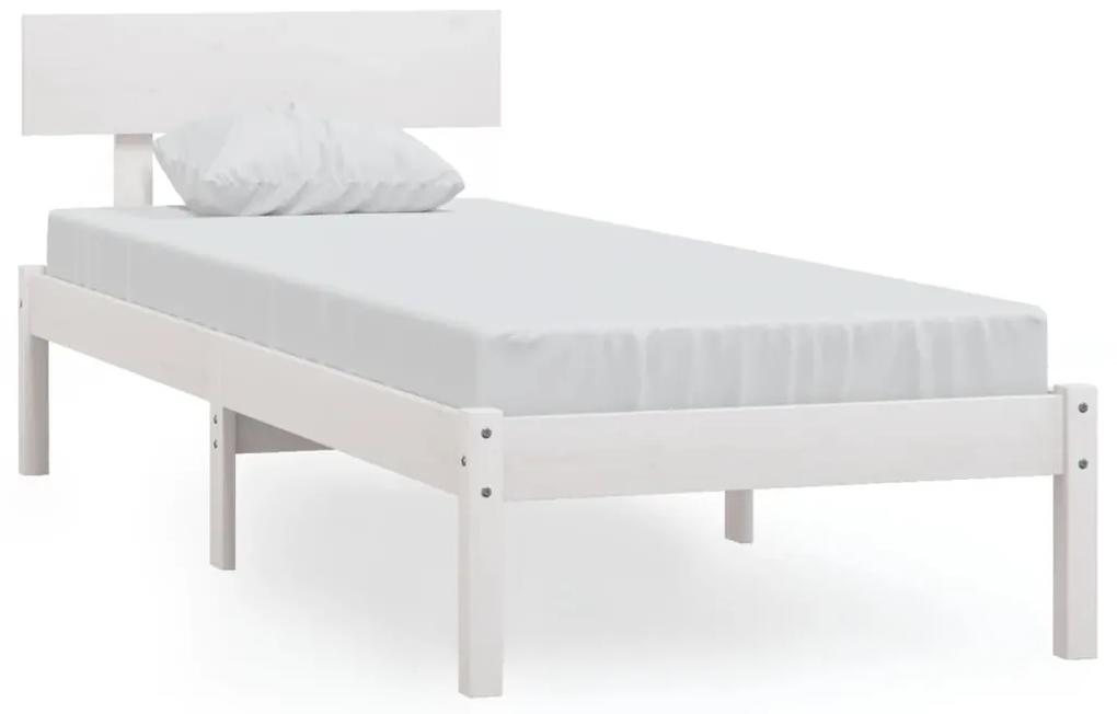 810133 vidaXL Cadru de pat, alb, 90x200 cm, lemn masiv de pin
