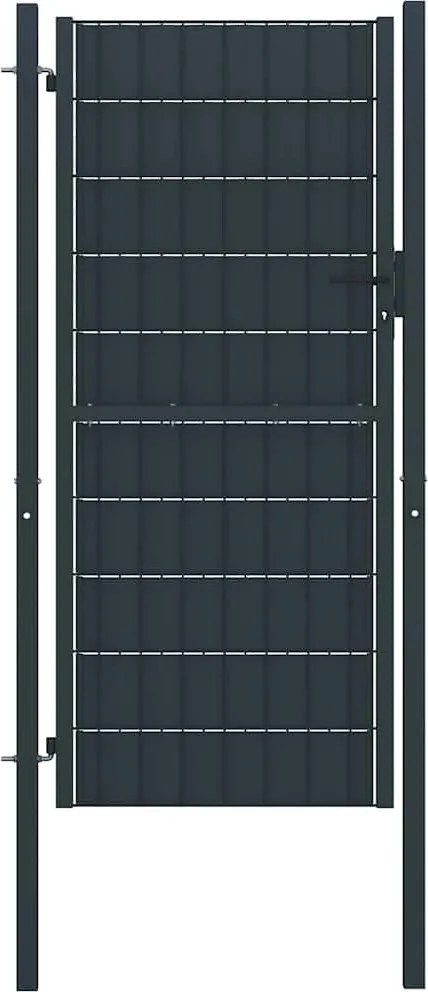 vidaXL Poartă de gard din PVC și oțel, 100x204 cm, antracit