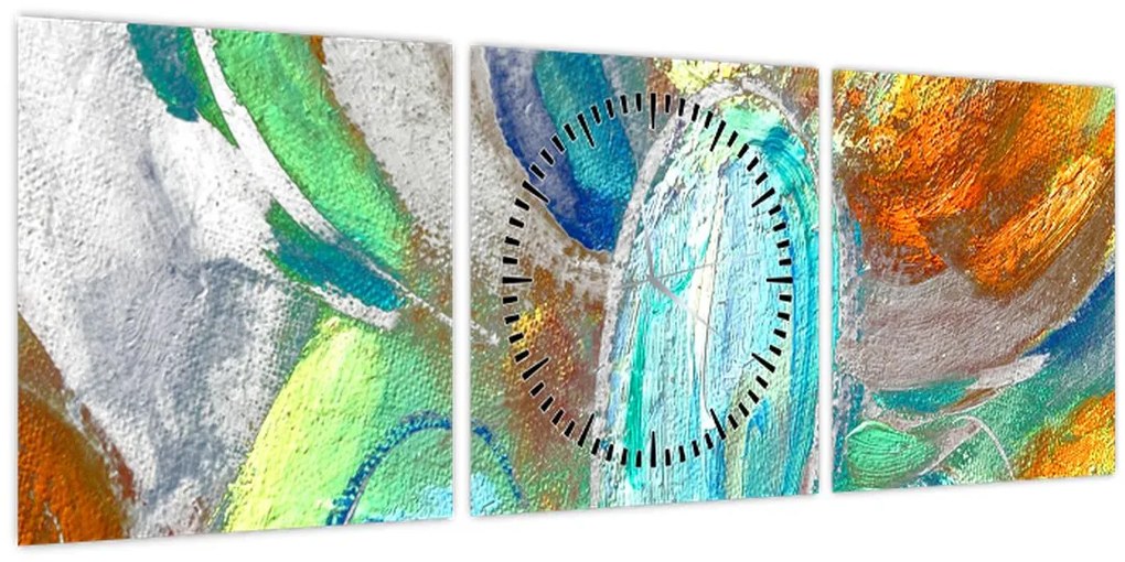 Tablou - Abstract colorat (cu ceas) (90x30 cm)