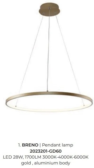 Lustra LED moderna design circular BRENO auriu 60cm