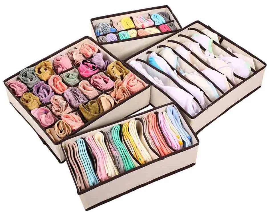 Set organizator pentru lenjerie de corp, 4 piese - bej