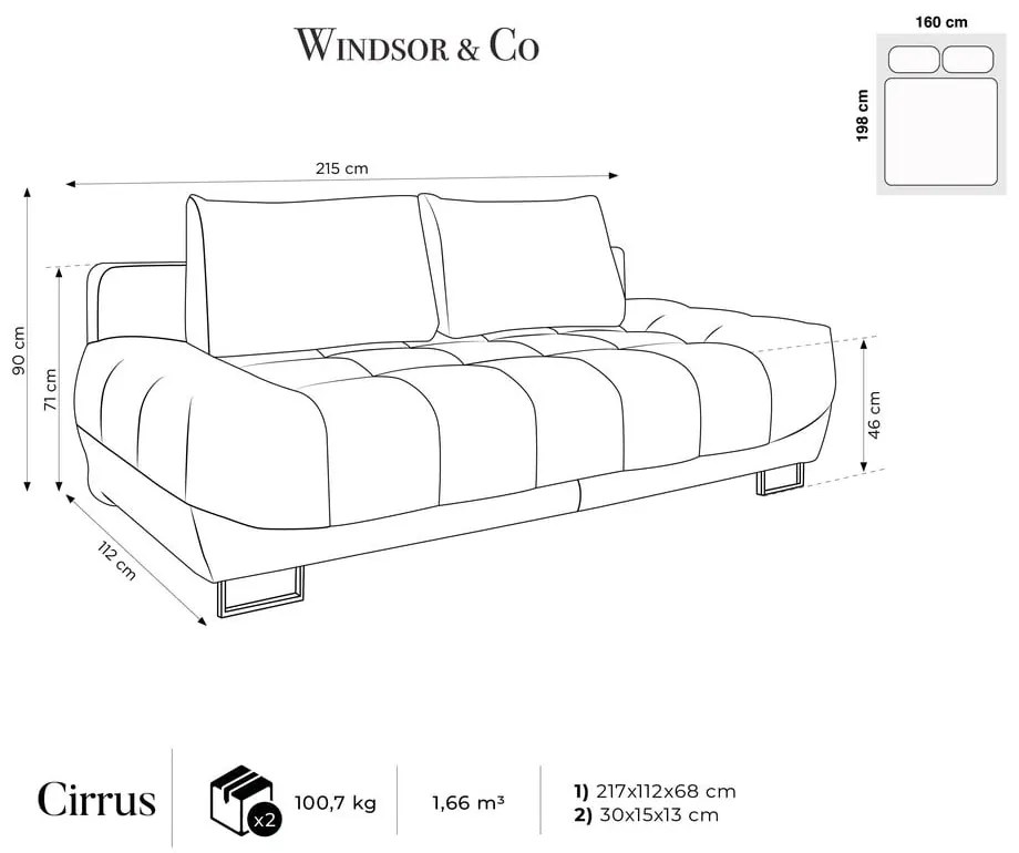 Canapea extensibilă cu 3 locuri și tapițerie de catifea Windsor &amp; Co Sofas Cirrus, albastru închis