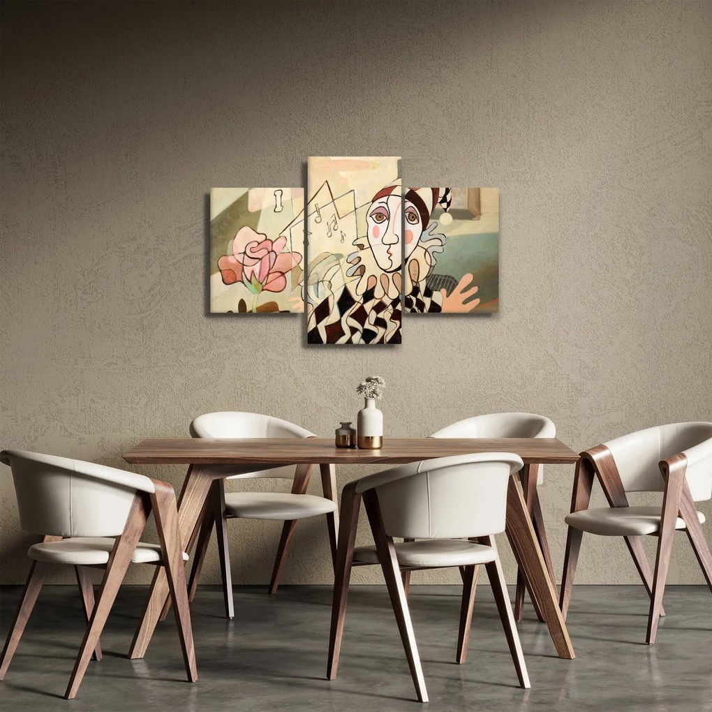 Tablou - Cubismul - arlechin și trandafir (90x60 cm)