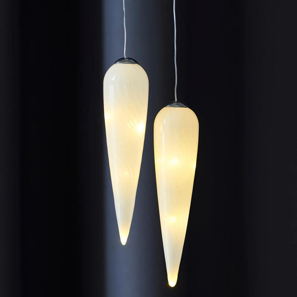 Set 2 globuri Icicle Heaven, 14 cm, 2x5 LED-uri, sticla opaca, alb