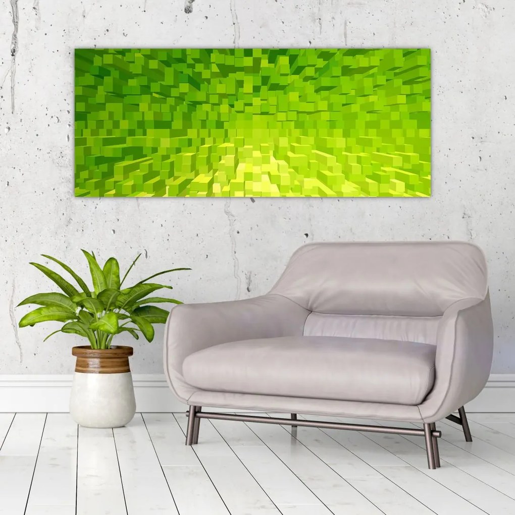 Tabloul cuburilor galbenverzui (120x50 cm)