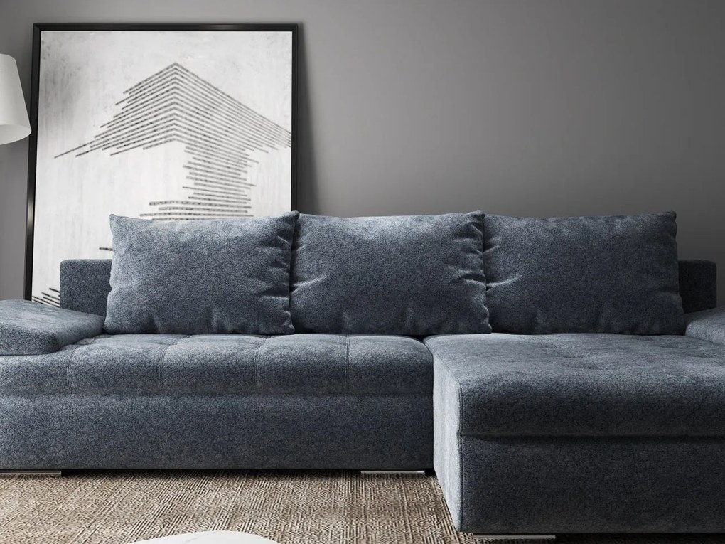 Colțar extensibil dumonde cu ladă de depozitare si sezut confortabil din spuma high-density, Leonardo Euphoria Grafit 260x185 cm II