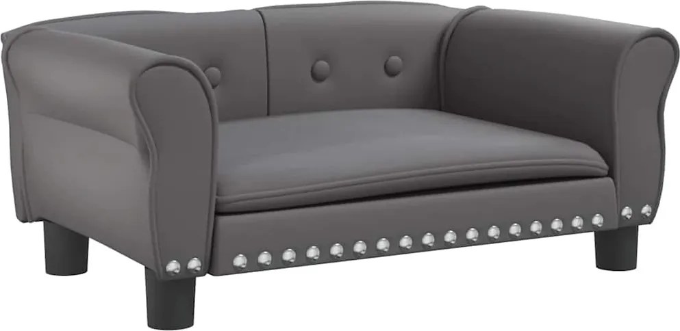 vidaXL Pat de câini, gri, 70x45x30 cm, piele ecologică