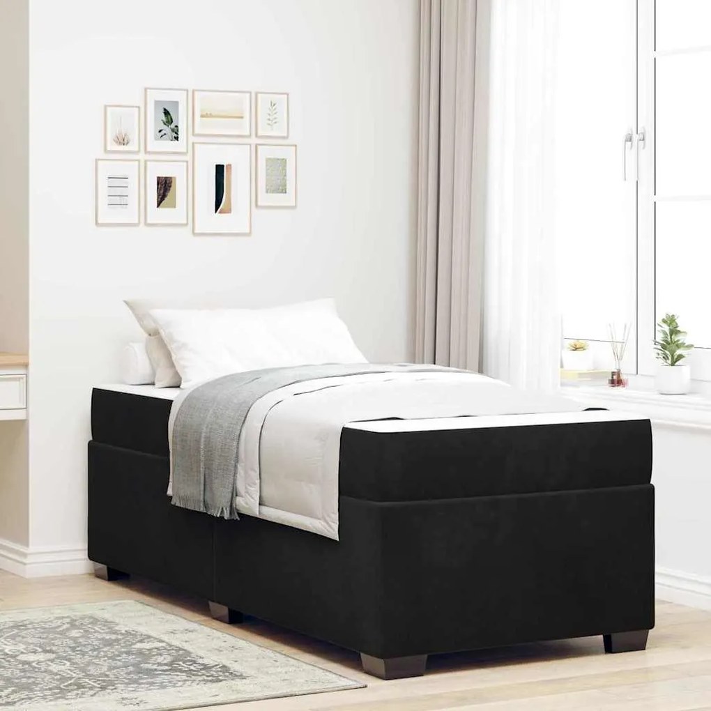 vidaXL Cadru de pat cu saltea Altele Negru 80 x 200 cm Catifea