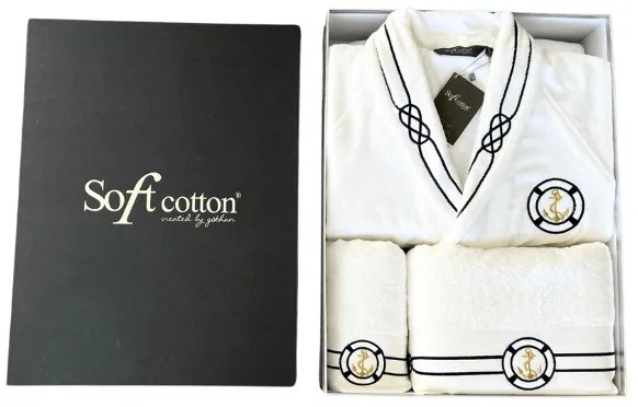 Halat pentru bărbați MARINE MAN în cutie cadou + prosop + prosop de corp XL + prosop + prosop de corp +  box Albastru închis / Navy