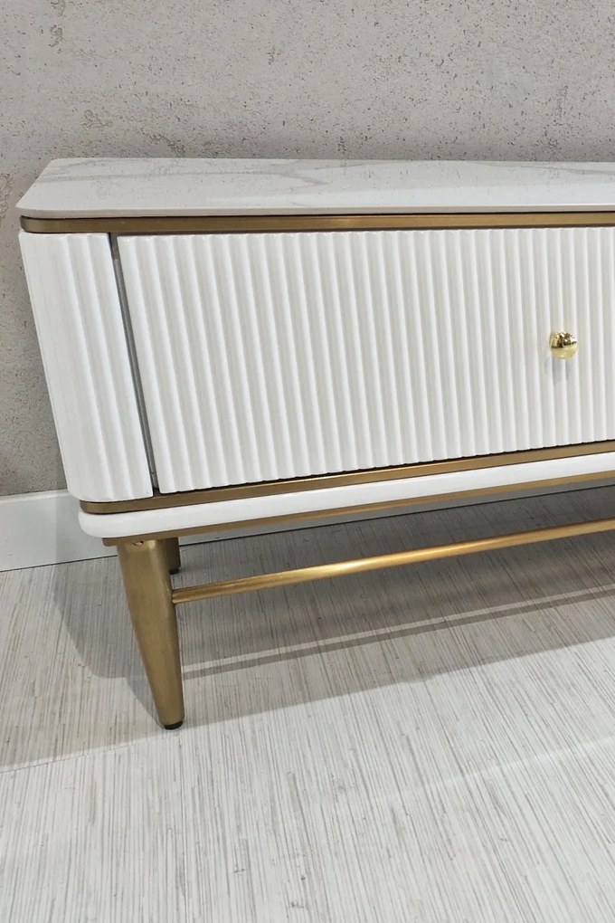 Comoda TV Violino alb/auriu L200 cm