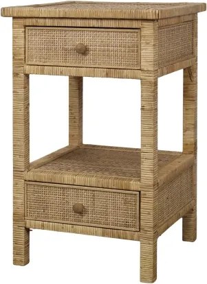 Noptieră cu 2 sertare din lemn si rattan împletit, H66 cm, "Braided"