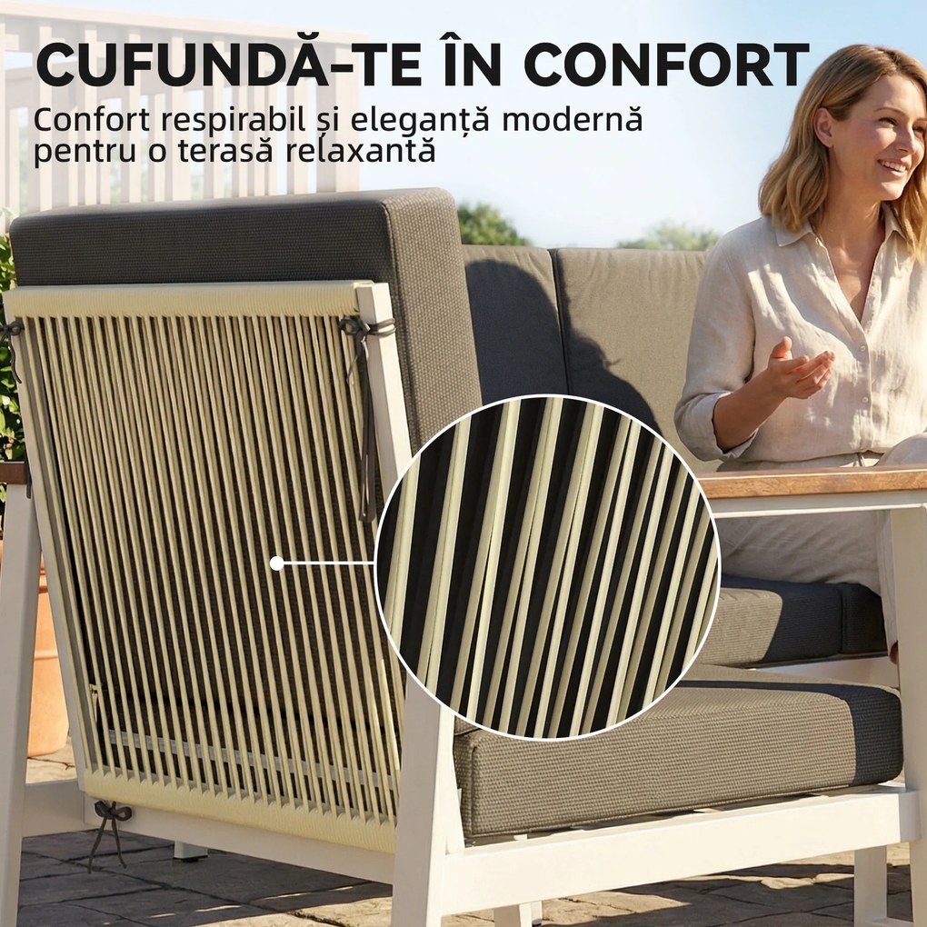 Outsunny Set Mobilier Grădină 4 Persoane: 2 Fotolii, Canapea, Măsuță | Aosom Romania