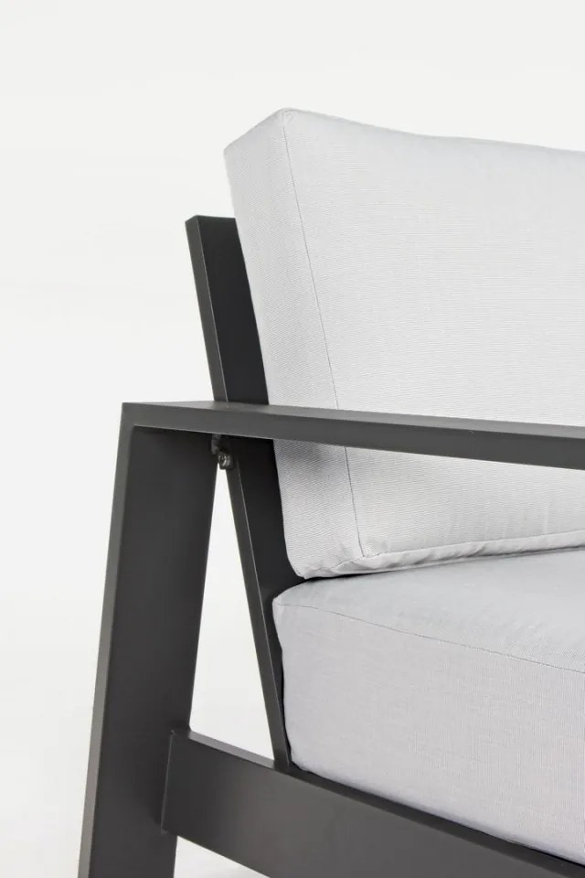 Set mobilier de gradina, 4 piese, metal, gri / negru, Baltic Bizzotto
