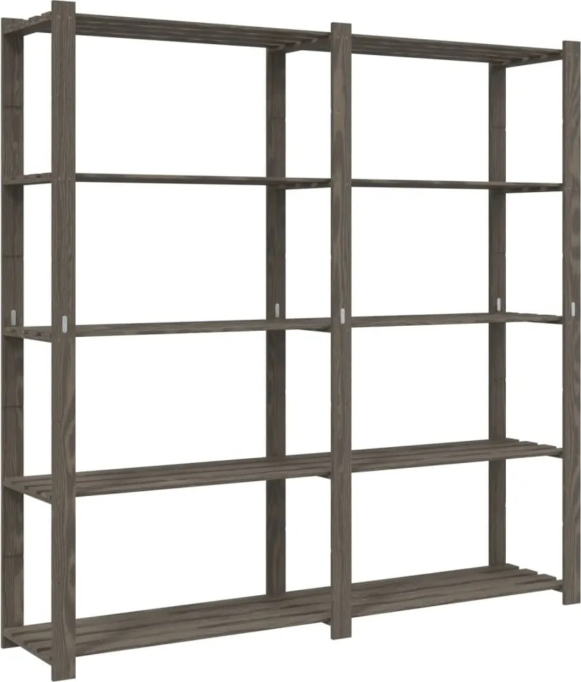 vidaXL Suport depozitare 5 niveluri gri, 170x38x170 cm, lemn masiv pin