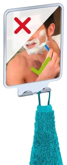 WENKO 22693100 - Oglindă cosmetică VACUUM-LOC QUADRO ED 14 x 19,5 cm, crom lucios