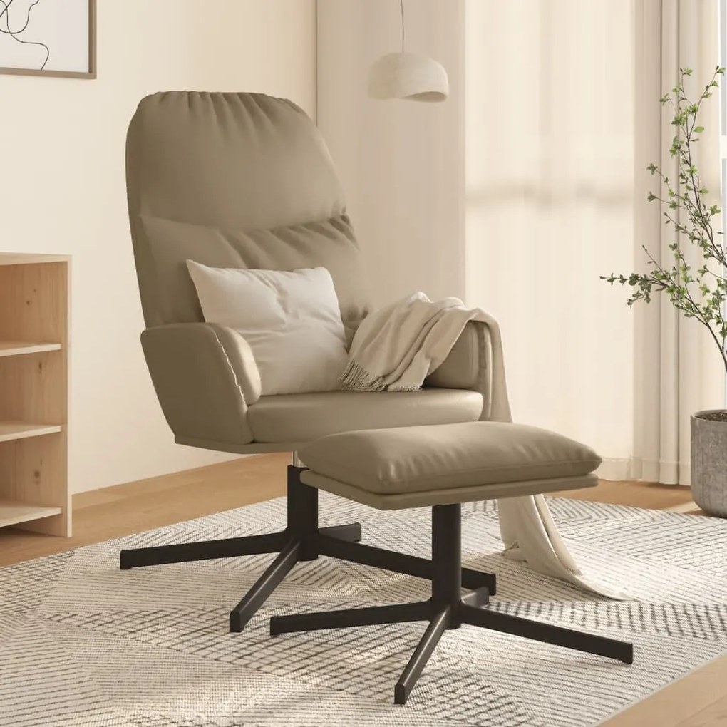 3097414 vidaXL Scaun de relaxare cu taburet, cappuccino, piele ecologică