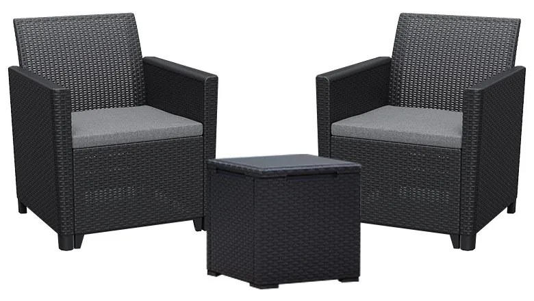 Set mobilier de grădină pentru balcon Claire IV cu masă de depozitare Vigo, grafit