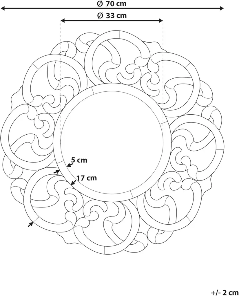 OGG204 - Oglinda 70 cm, pentru perete ornamentala dormitor, living - Argintie