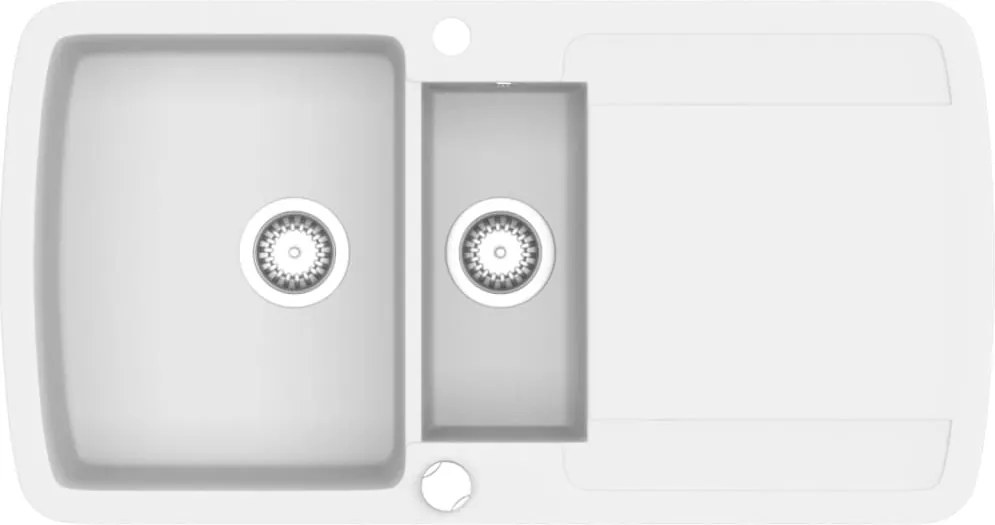 vidaXL Chiuvetă de bucătărie din granit, alb, două bazine