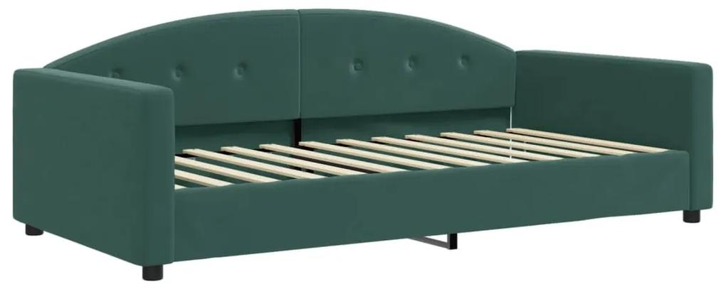 354145 vidaXL Cadru de pat, verde închis, 100x200 cm, catifea