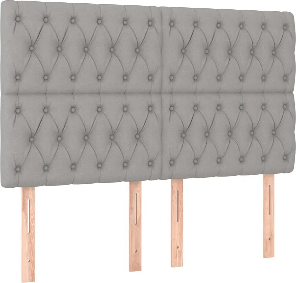 vidaXL Tăblie de pat gri deschis 144x7x118/128 cm, material textil