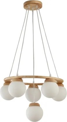 Brilagi - Lustră suspendată pe cablu VISBY WOOD, 6xE27/60W/230V, Ø 58 cm, din lemn