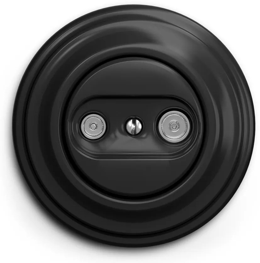 Kliklap - Priză pentru abonați TV+R retro (cu trecere) cu ramă neagră