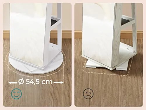 Dulap pentru bijuterii, Songmics, Alb, 55x55x162 cm