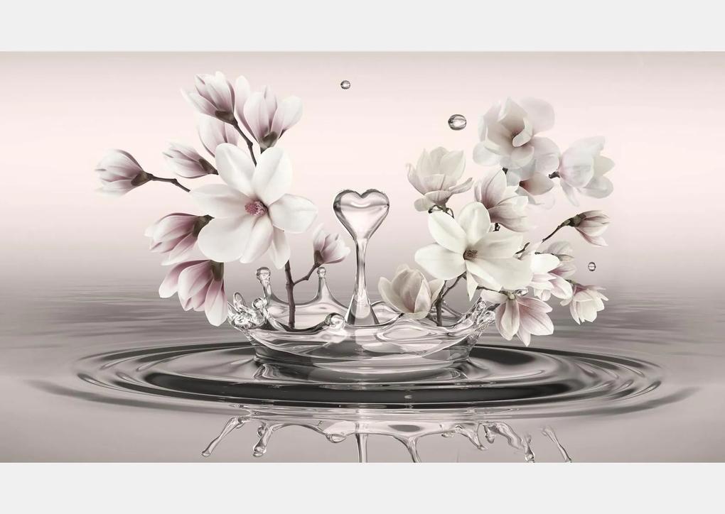 Fototapet 3D , Flori albe si stropi de ploaie Art.05093